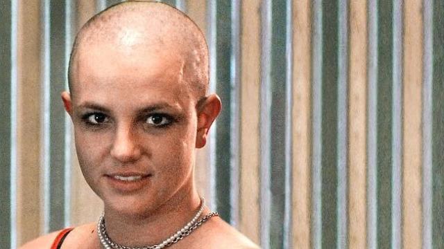 Britney Spears with Shaved Head in 2007